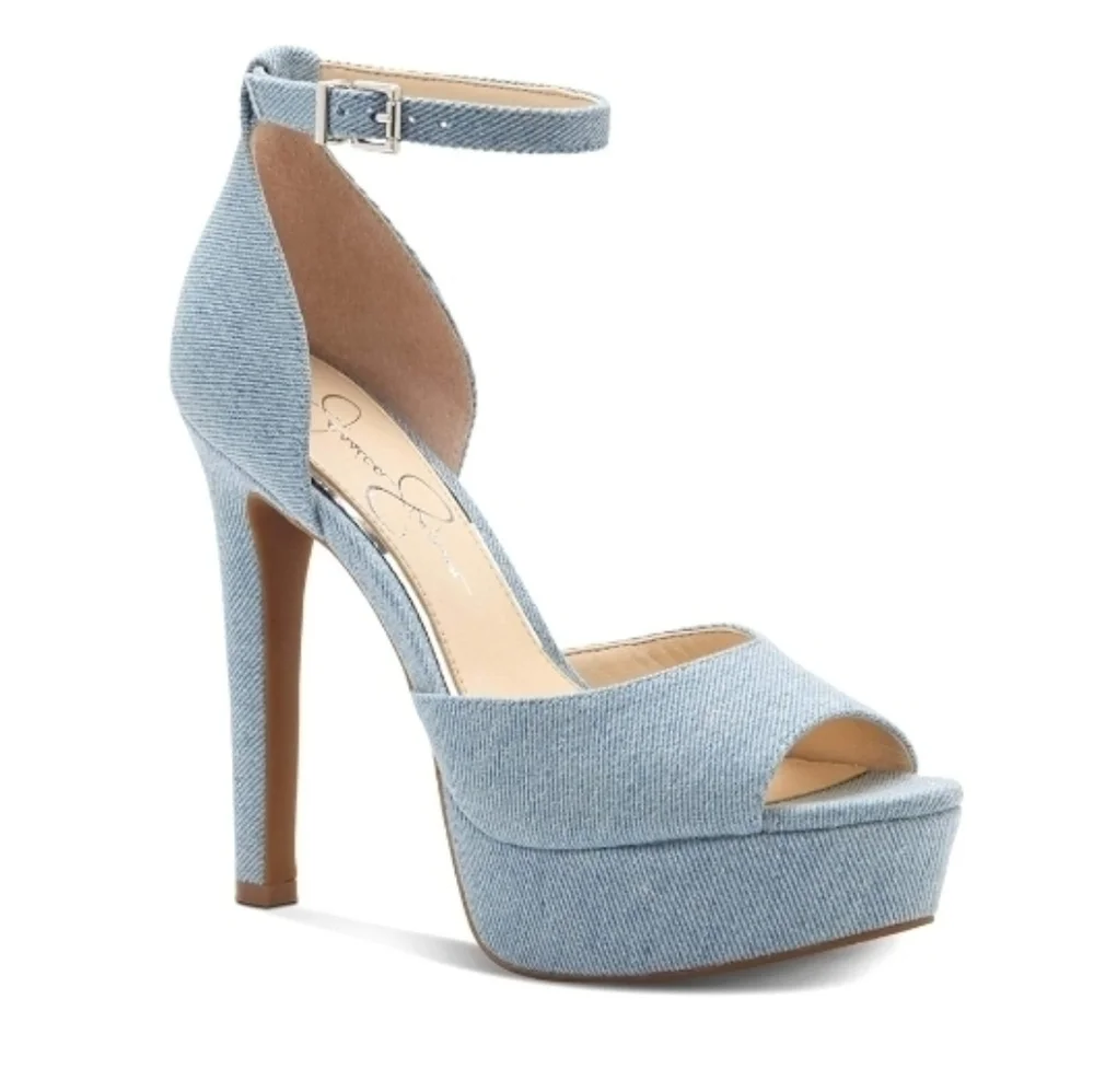 NWOT Jessica Simpson Beeya Light Denim Platform Sandals